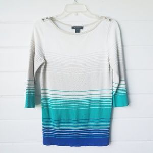 WHBM blue ombre sweater size S 3/4 inch sleeve